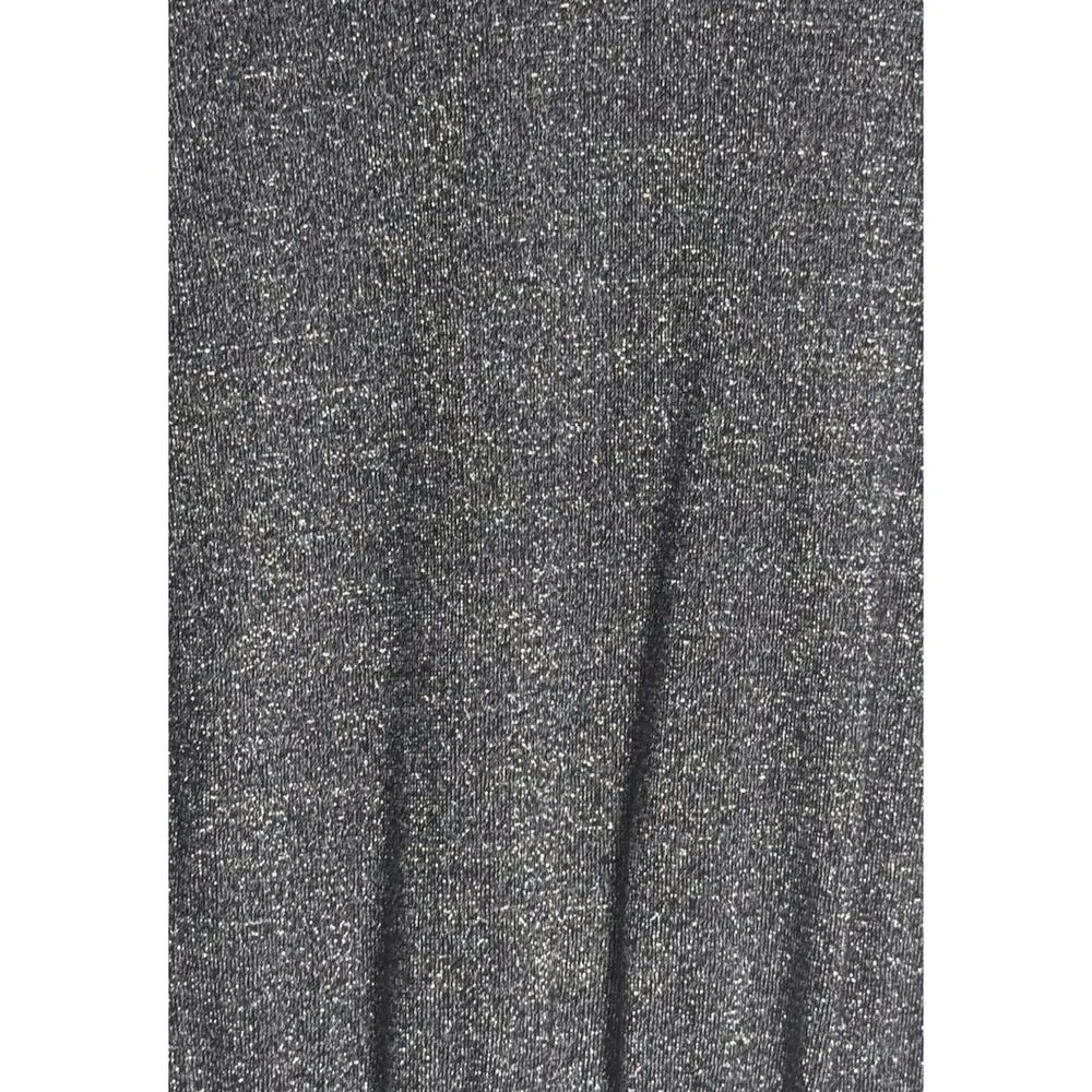 Cache Womens Y2K Metallic Knit V-Neck Sweater Navy Blue Shimmer Party Glam Sz S